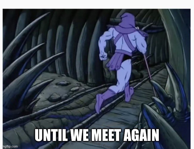 Android 14 meme with the caption "Until We Meet Again," representing the retirement of older Android features.