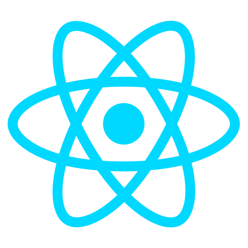 React logo representing the open-source JavaScript library used for building user interfaces and cross-platform applications with React Native.