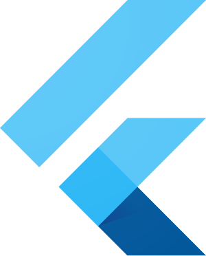 Flutter logo representing Google's open-source framework for building cross-platform mobile, web, and desktop applications.