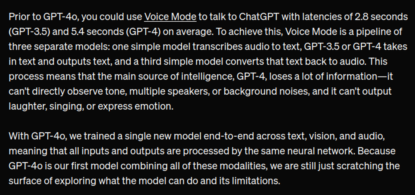 GPT-4o multimedia architecture and voice Mode Comparison