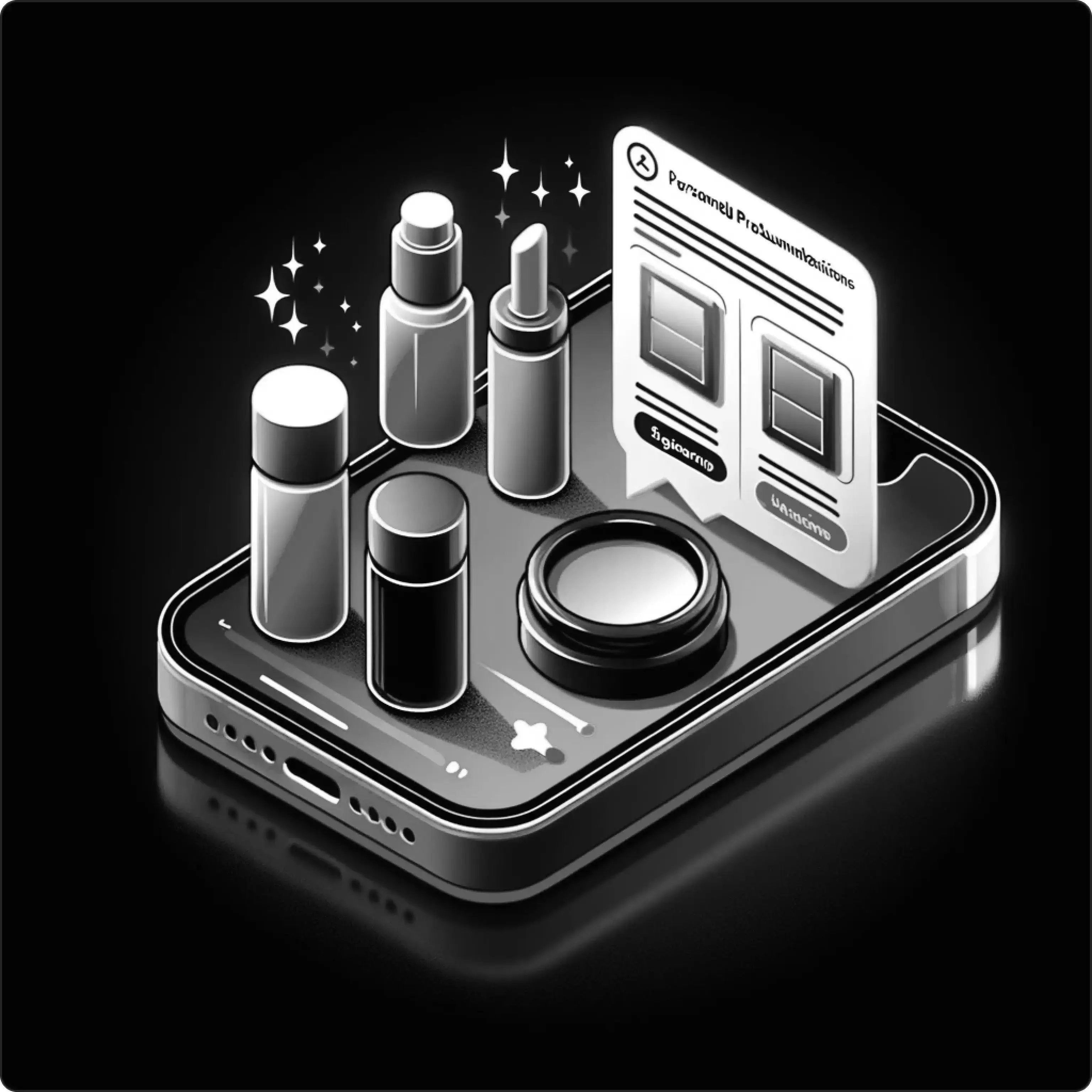 Mobile beauty app displaying personalized skincare and cosmetic product recommendations based on AI analysis.
