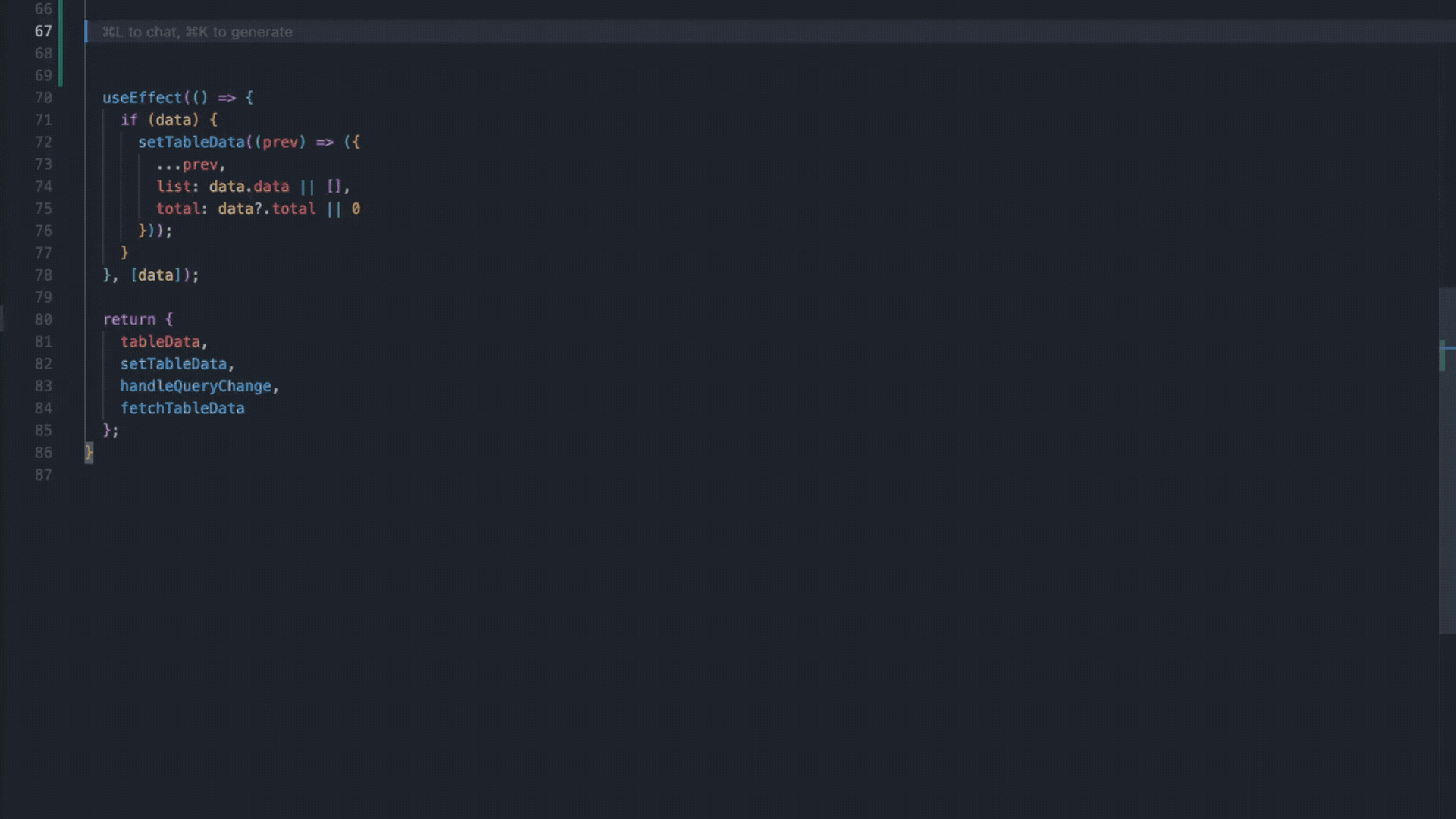 Animated demonstration of Cursor AI Tab Completion automatically predicting and completing code edits inside a software development environment.